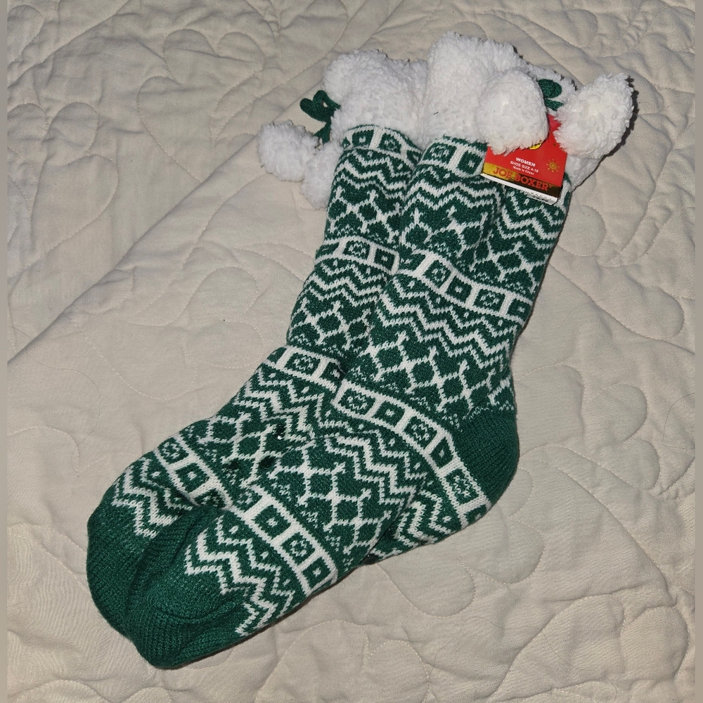 NWT Women's Joe Boxer Winter Lined Knitted Non-Slip Slipper Socks, Shoe 4-10